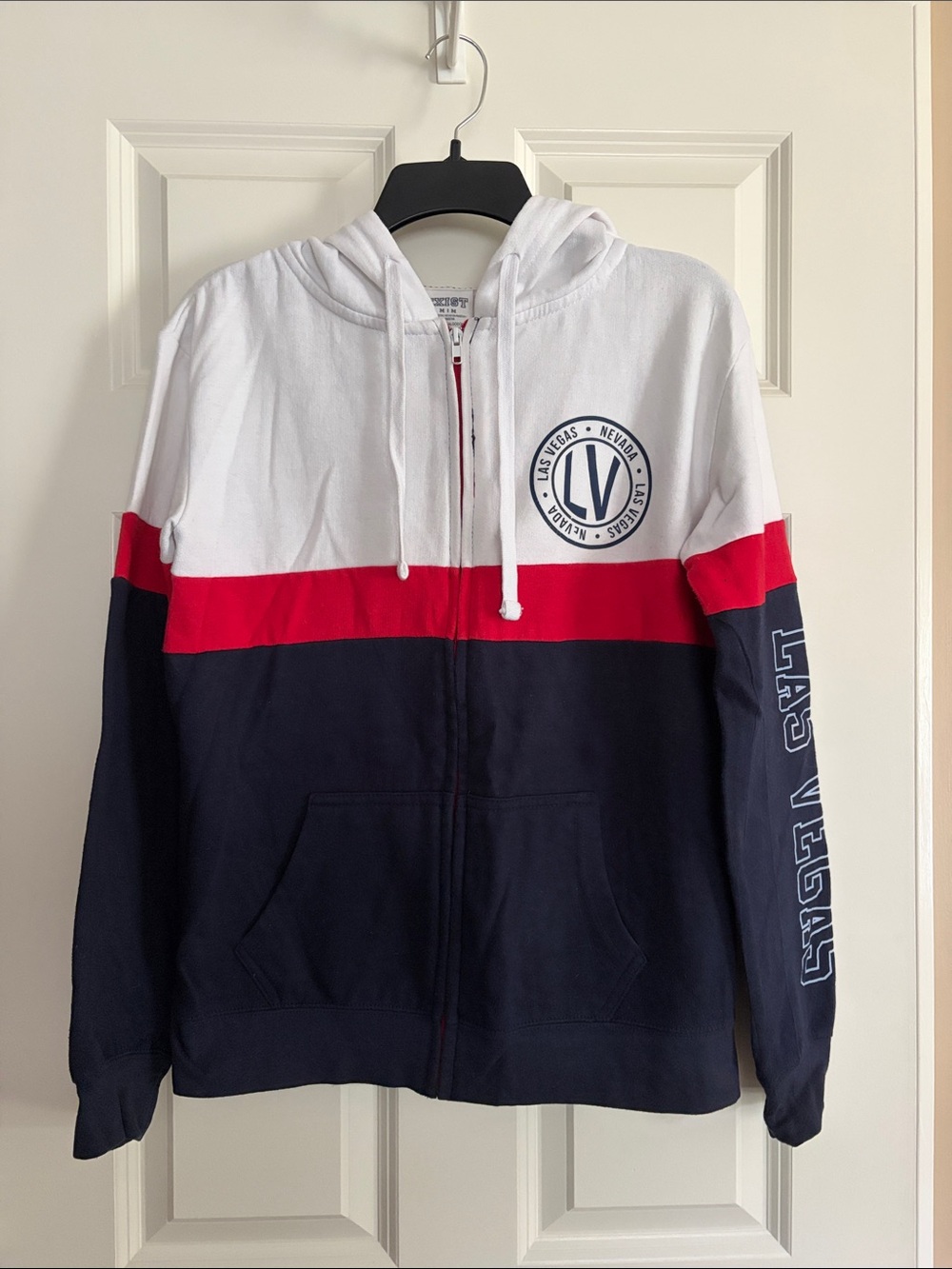 LNWOT Las Vegas Colorblock Zip Hoodie - White, Red, Navy